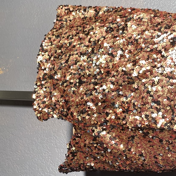 FREE PEOPLE - NWT - skirt: bronze lined sequined w front slit & rear zipper - 12 - Picture 11 of 16